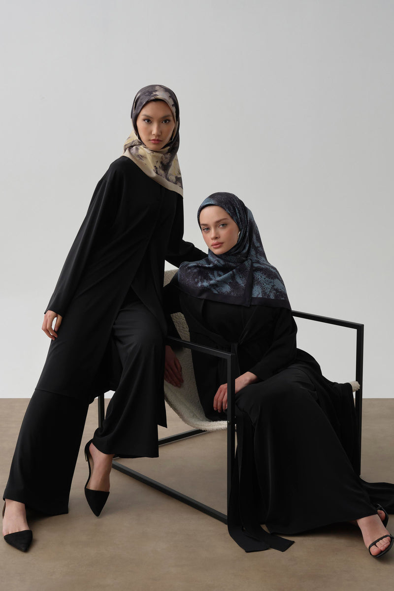 Bel Bağlama Detaylı Abaya - Siyah TUGBA