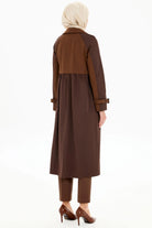 Bel Büzgülü Garnili Trençkot - Kahve TUGBA