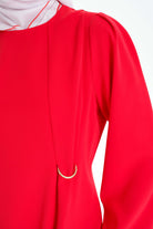 Bel Kısmı Toka Detaylı Bluz - Kırmızı TUGBA