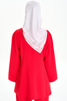Bel Kısmı Toka Detaylı Bluz - Kırmızı TUGBA