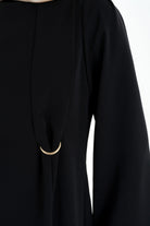 Bel Kısmı Toka Detaylı Bluz - Siyah TUGBA