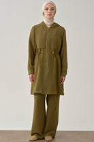 Bel Lastik Büzgülü Giy-Çık - Olive TUGBA