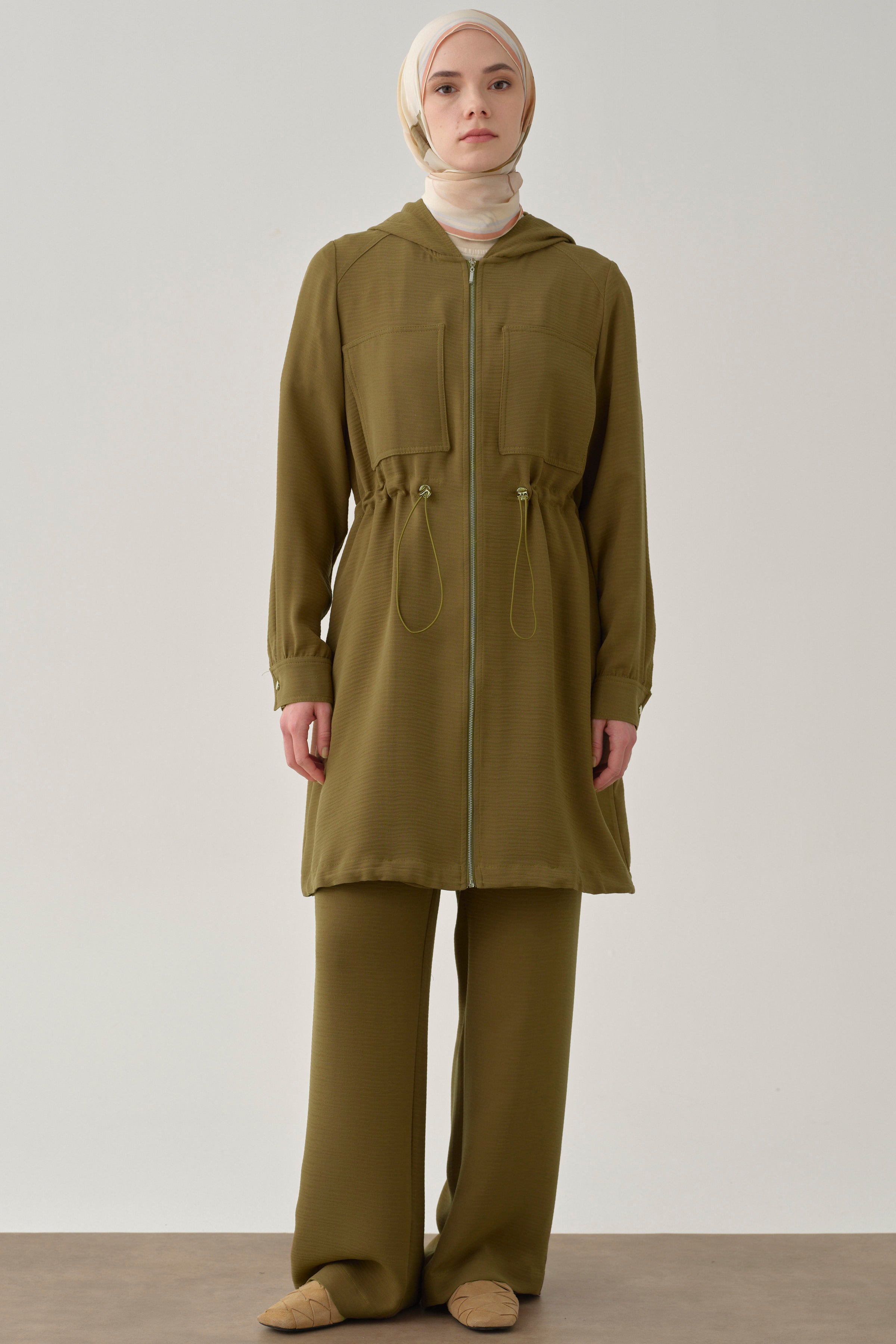 Bel Lastik Büzgülü Giy-Çık - Olive – TUĞBA