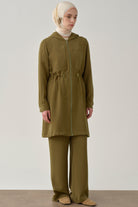 Bel Lastik Büzgülü Giy-Çık - Olive TUGBA