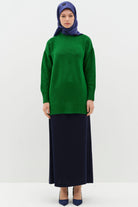 Bel Lastik Detaylı Pilikaşeli Kalem Etek - Lacivert TUGBA