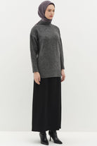 Bel Lastik Detaylı Pilikaşeli Kalem Etek - Siyah TUGBA