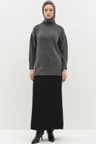 Bel Lastik Detaylı Pilikaşeli Kalem Etek - Siyah TUGBA