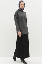 Bel Lastik Detaylı Pilikaşeli Kalem Etek - Siyah TUGBA