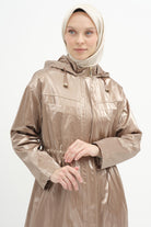 Bel Lastikli Cep Detaylı Kap - Bronz TUGBA