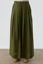 Bel Lastikli Plikaşe Detaylı Pantolon - Haki TUGBA