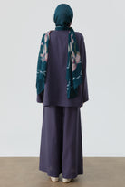 Bel Lastikli Plikaşe Detaylı Pantolon - İndigo TUGBA