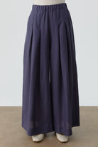 Bel Lastikli Plikaşe Detaylı Pantolon - İndigo TUGBA