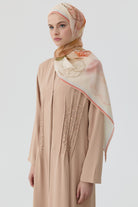 Bel Nervür İşlemeli Abaya - Bej TUGBA