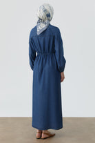 Bel Tünel Bağcıklı Elbise - İndigo TUGBA