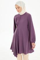 Bel Zincir Aksesuarlı Asimetrik Kesim Tunik - Mor TUGBA