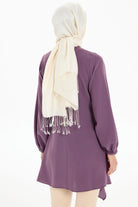 Bel Zincir Aksesuarlı Asimetrik Kesim Tunik - Mor TUGBA