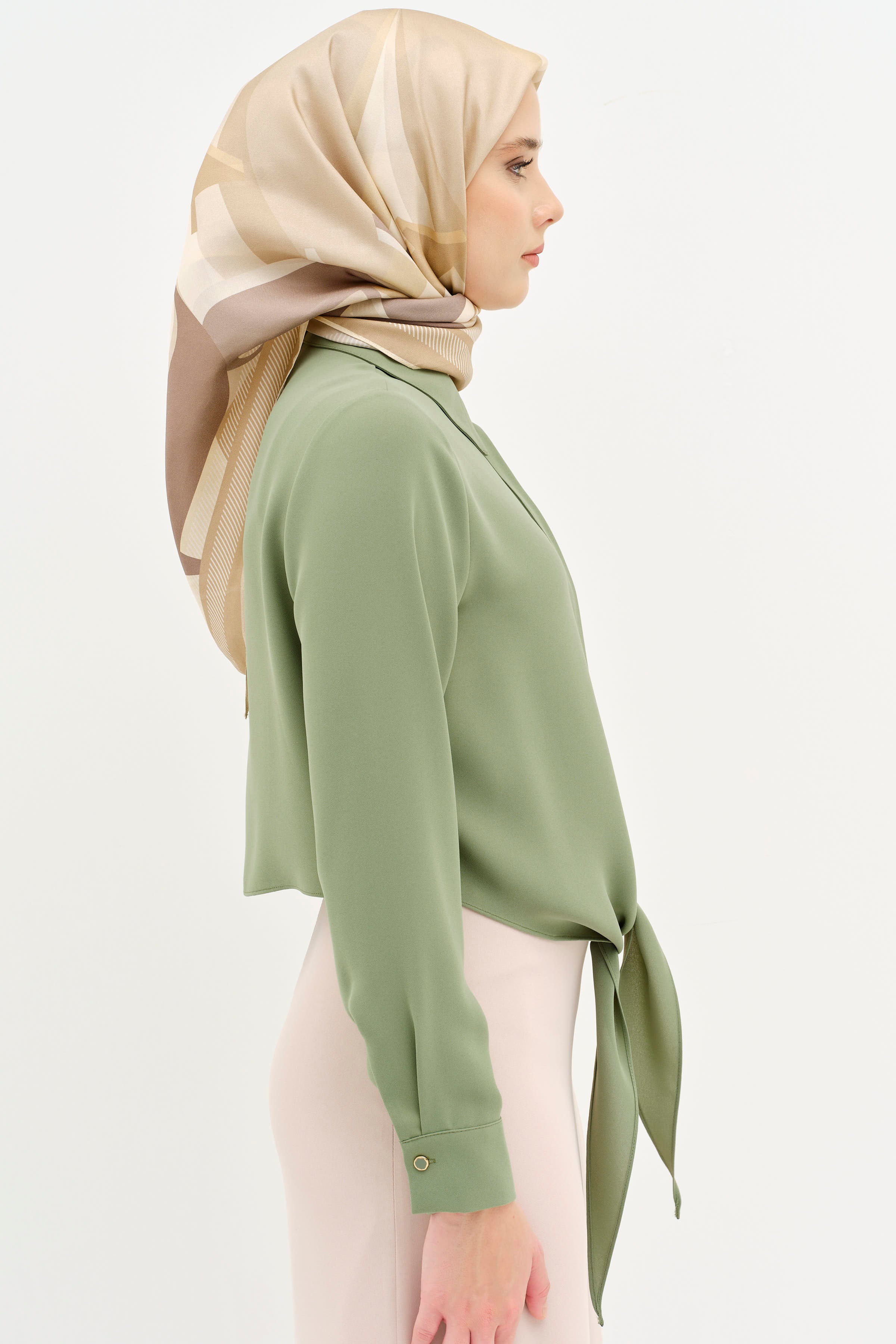 Belden Bağlamalı Gömlek - Mint TUGBA