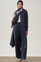 Beli Bağcık Detaylı Lastikli Pantolon - Lacivert TUGBA