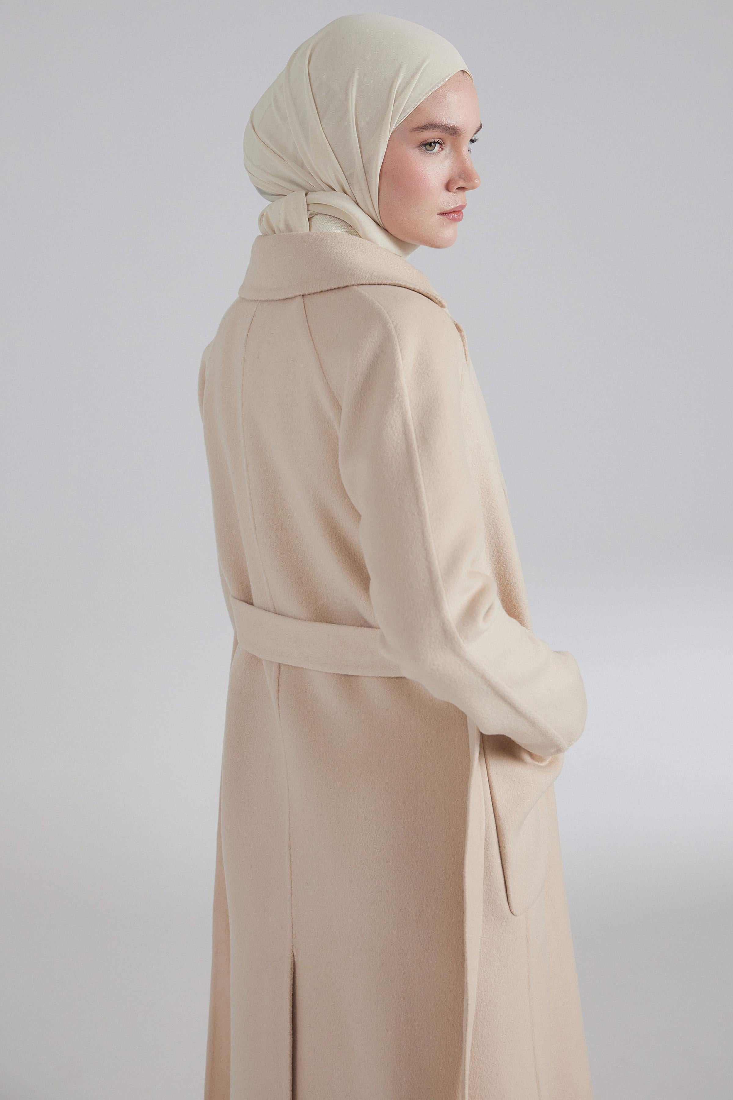 boohoo belted shawl collar coat