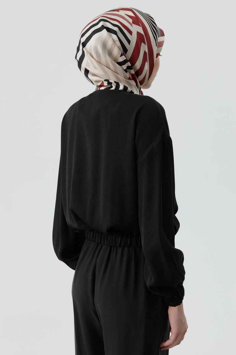 Beli Lastikli Crop Ceket - Siyah TUGBA