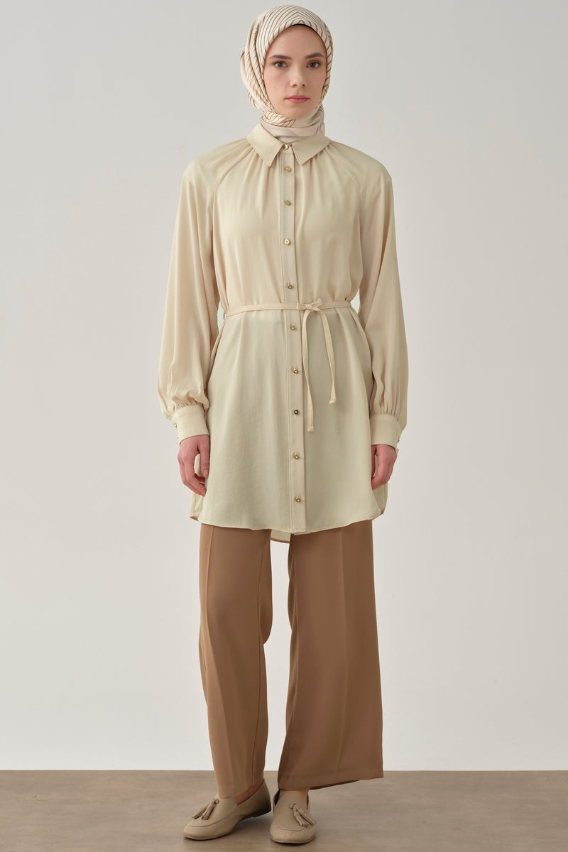 Beli Lastikli Culotte Pantolon - Camel TUGBA