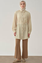 Beli Lastikli Culotte Pantolon - Camel TUGBA