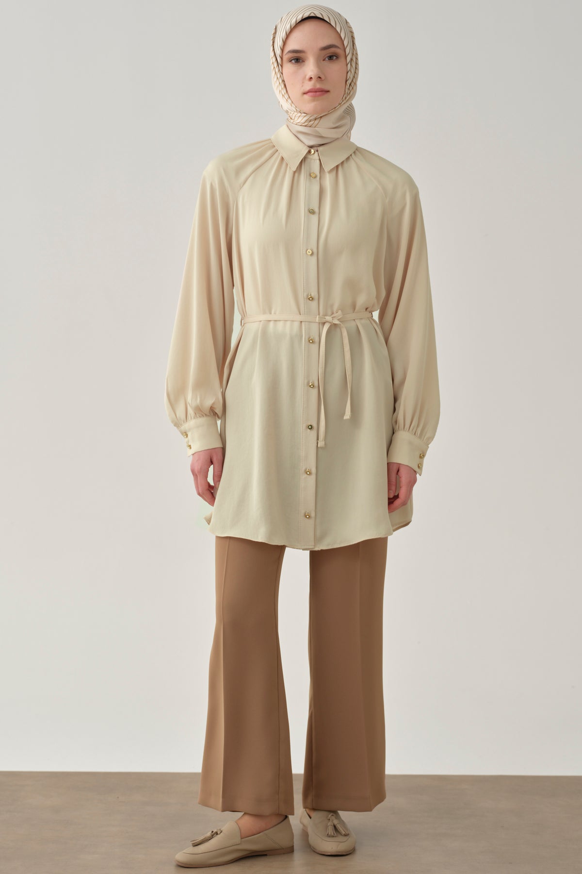 Beli Lastikli Culotte Pantolon - Camel TUGBA