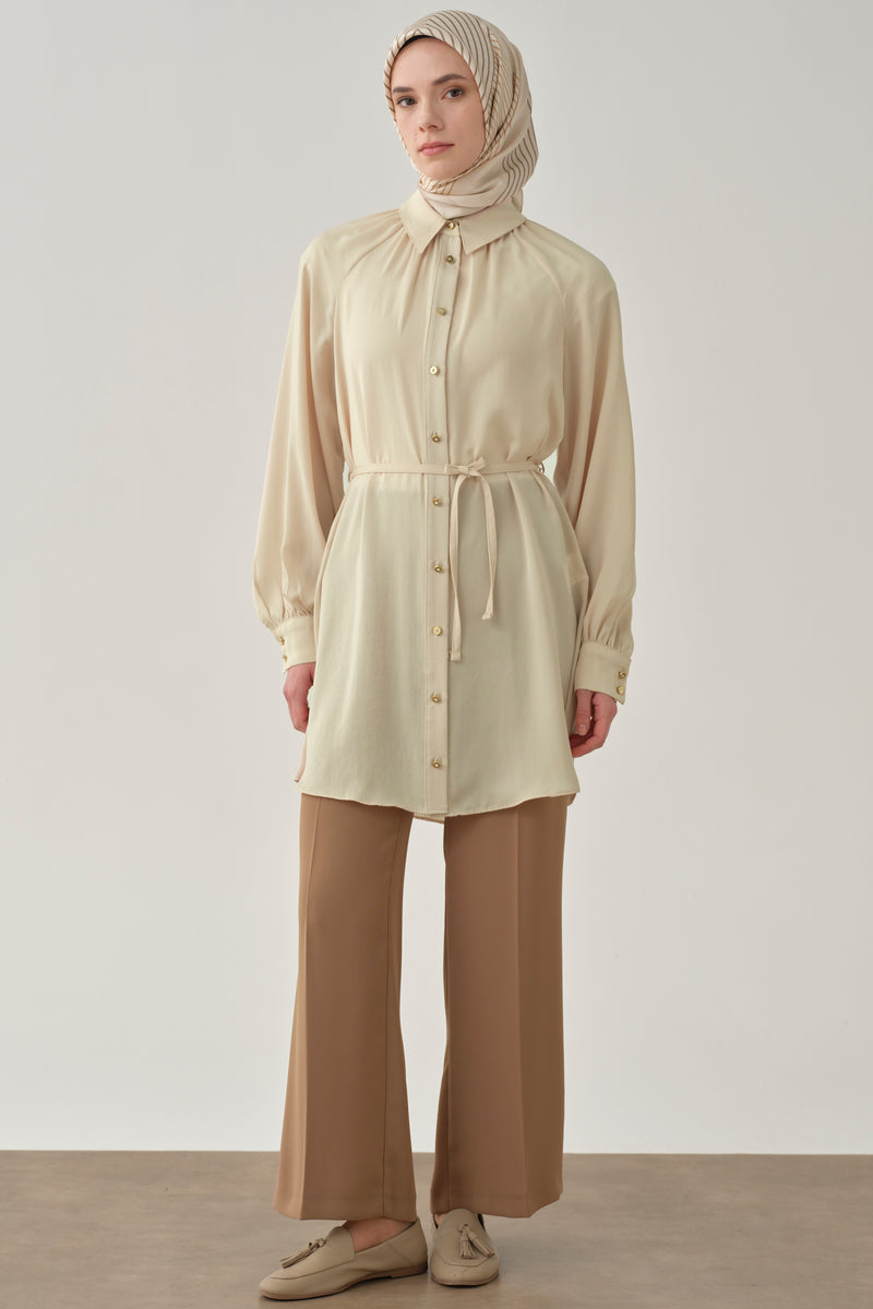 Beli Lastikli Culotte Pantolon - Camel TUGBA