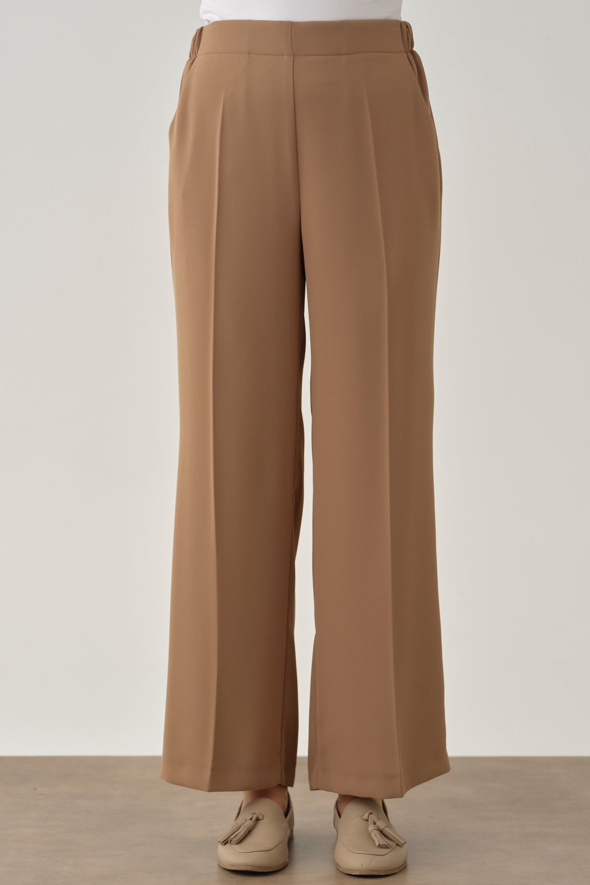 Beli Lastikli Culotte Pantolon - Camel TUGBA
