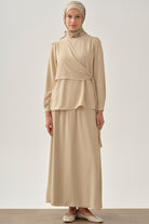 Beli Lastikli Etek - Bej TUGBA