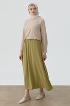 Beli Lastikli Etek - Olive TUGBA