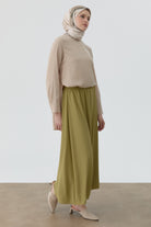 Beli Lastikli Etek - Olive TUGBA
