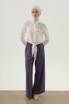 Beli Lastikli Pantolon - İndigo TUGBA