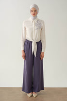 Beli Lastikli Pantolon - İndigo TUGBA