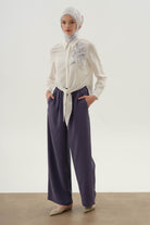 Beli Lastikli Pantolon - İndigo TUGBA