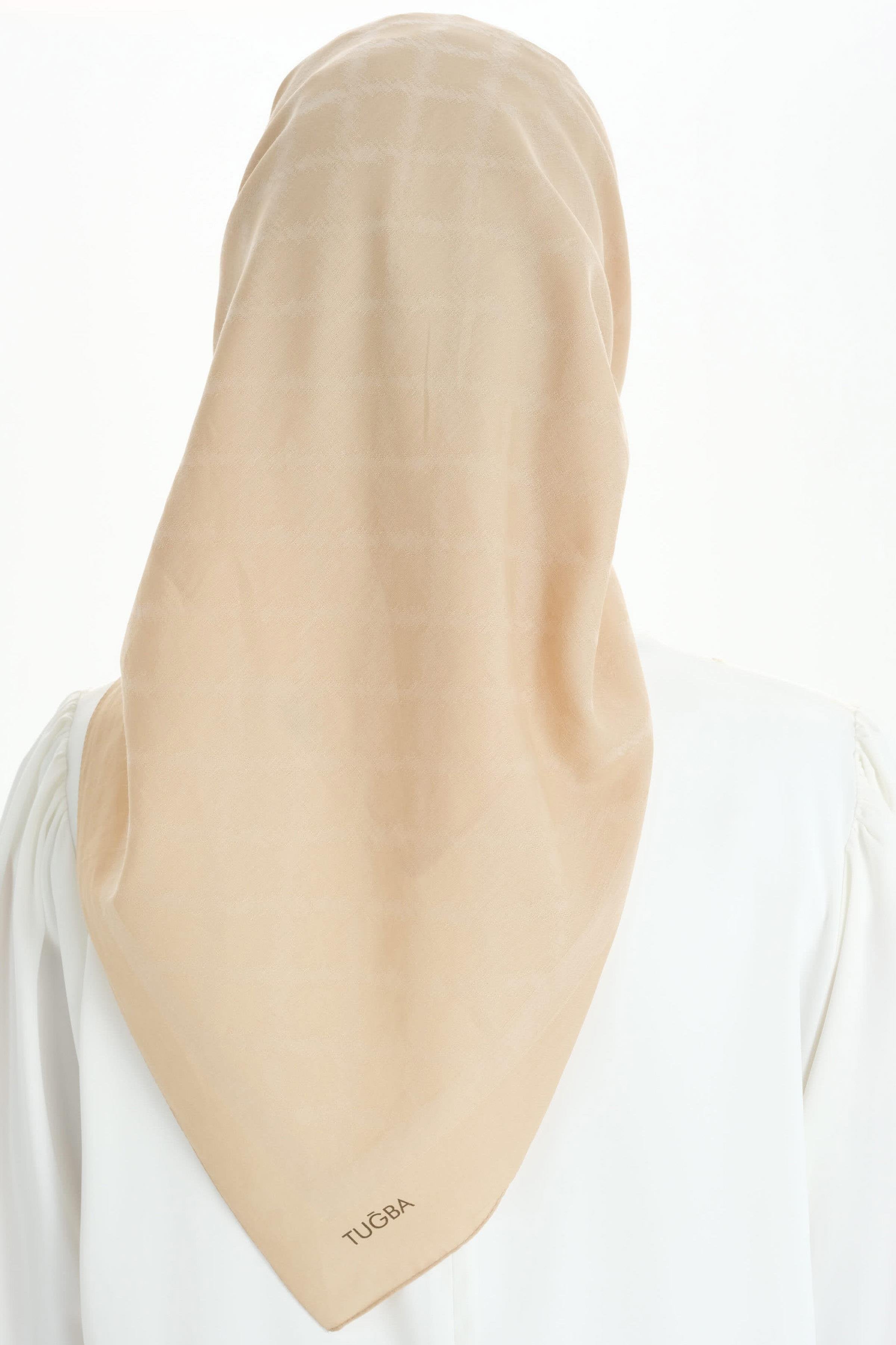 Kare Desen Pamuk Eşarp - Bej TUGBA