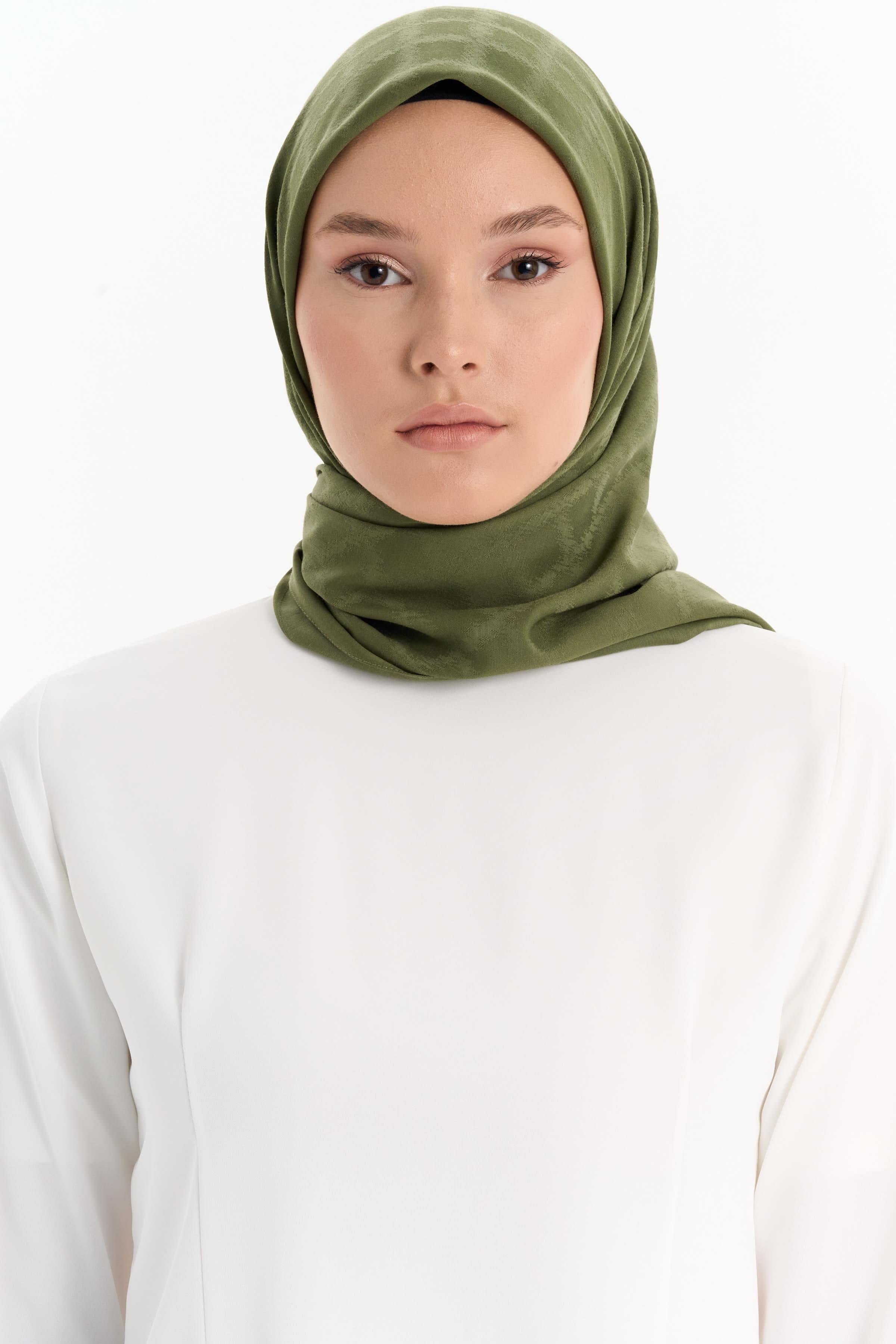 Kare Desen Pamuk Eşarp - Haki TUGBA