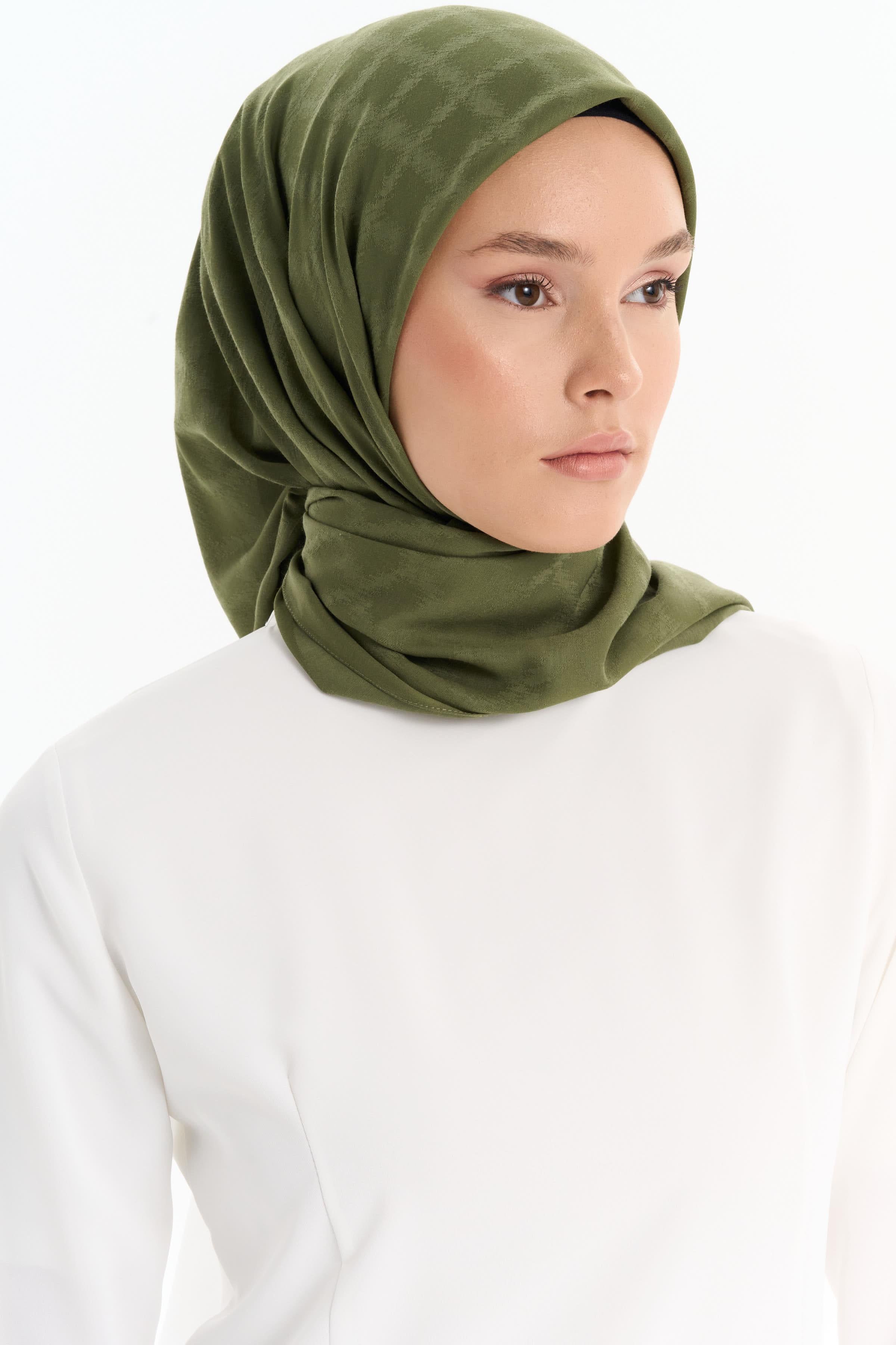 Kare Desen Pamuk Eşarp - Haki TUGBA