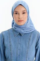 Kare Desen Pamuk Eşarp - İndigo TUGBA