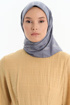 Kare Desen Pamuk Eşarp - Koyu Gri TUGBA