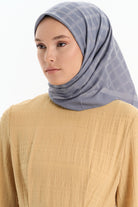 Kare Desen Pamuk Eşarp - Koyu Gri TUGBA