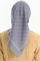 Kare Desen Pamuk Eşarp - Koyu Gri TUGBA