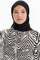 Kare Desen Pamuk Eşarp - Siyah TUGBA