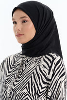 Kare Desen Pamuk Eşarp - Siyah TUGBA