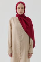 Geometrik Desen Pamuk Şal - Bordo TUGBA