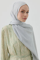 Geometrik Desen Pamuk Şal - Gümüş TUGBA