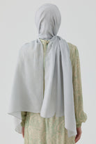 Geometrik Desen Pamuk Şal - Gümüş TUGBA