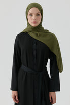 Geometrik Desen Pamuk Şal - Haki TUGBA