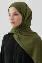 Geometrik Desen Pamuk Şal - Haki TUGBA