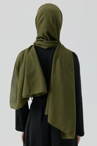 Geometrik Desen Pamuk Şal - Haki TUGBA